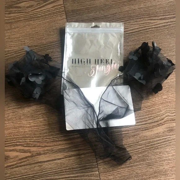 Black Sheer Attic Floral Ankle Socks by Kathryn Eisman X Free People  NWT - Picture 4 of 4